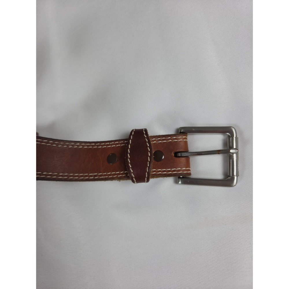 Bullhide Double Stitched Casual Belt USA Brown Leather Mens 42